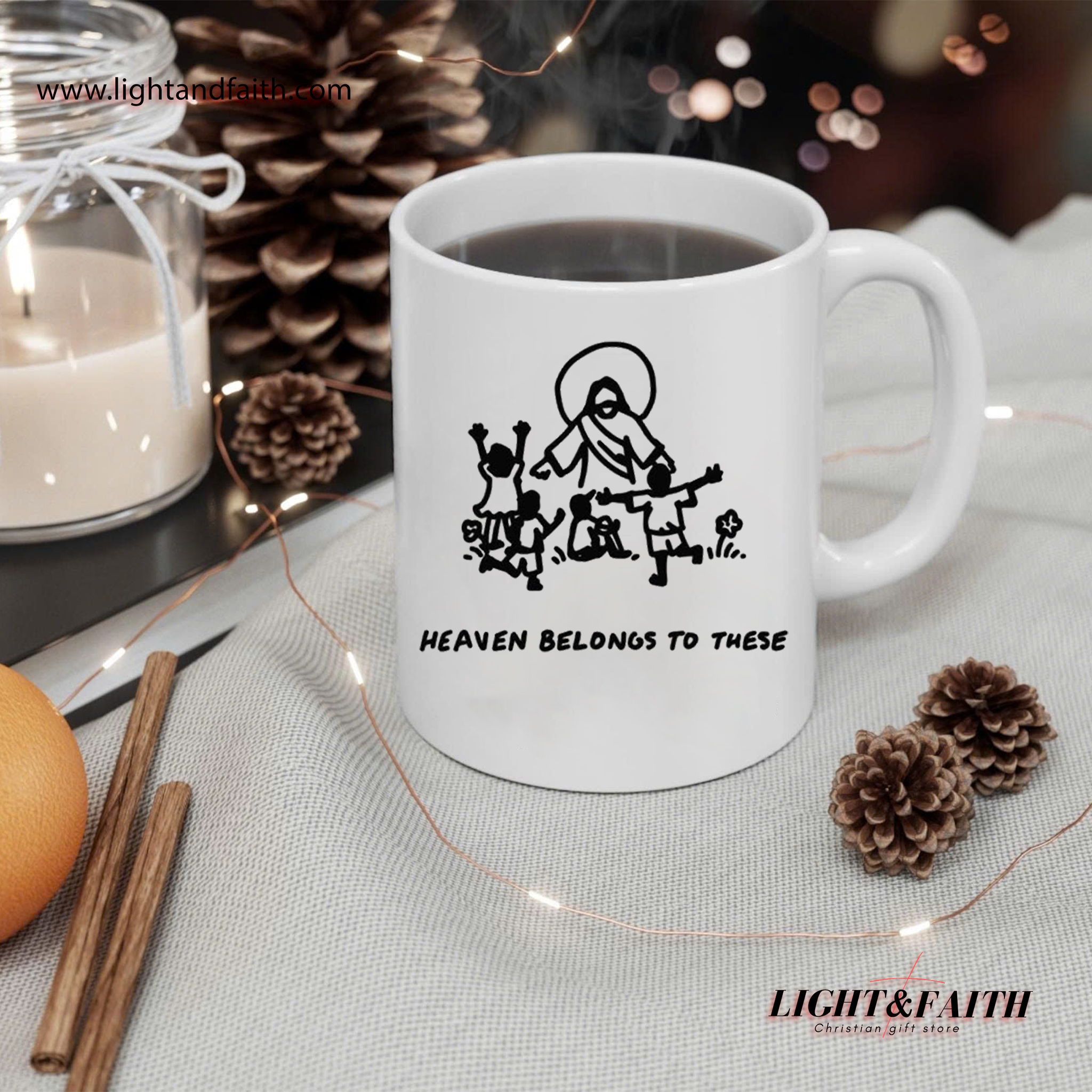 Heaven Belongs to These Mug, Christian Kids Mug with Jesus, Bible Verse Inspired Gift, Faith Mug for Sunday School Teacher or Child MULAF64